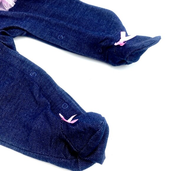 Baby Girl One Piece Size 6/9m Bebe Live Love Ruffle Lace Snap Footed Feet Infant - Picture 5 of 6